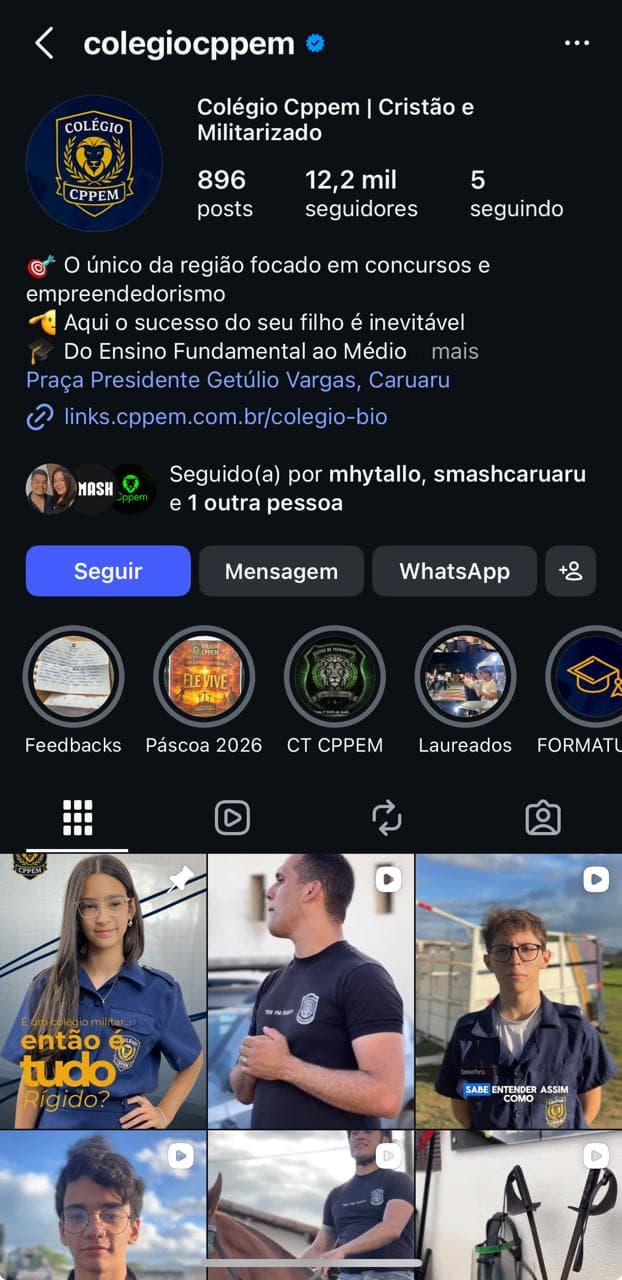 Instagram do Colégio CPPEM